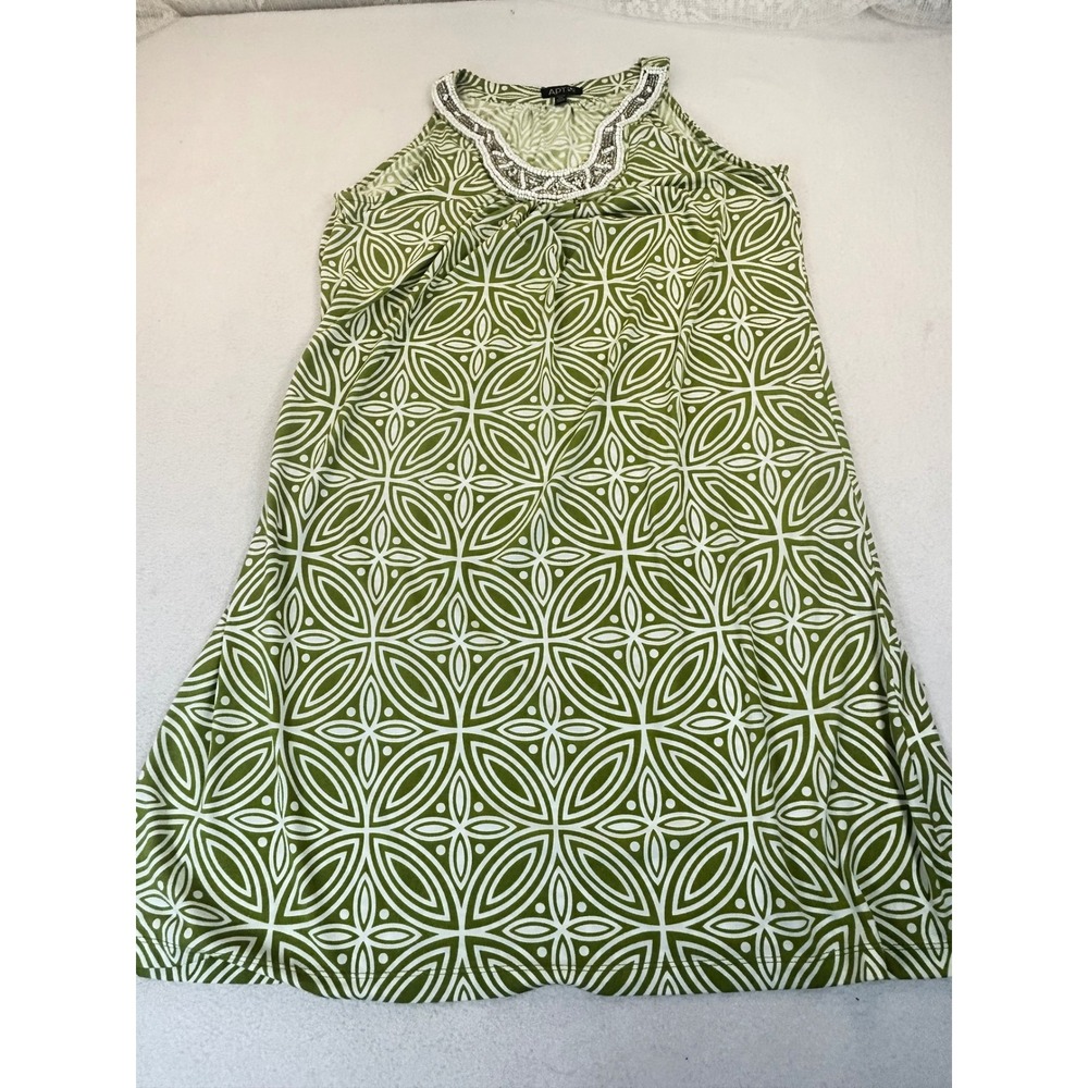 Apt. 9 Sleeveless Top Women Petite Small Green Geometric Beaded Boho